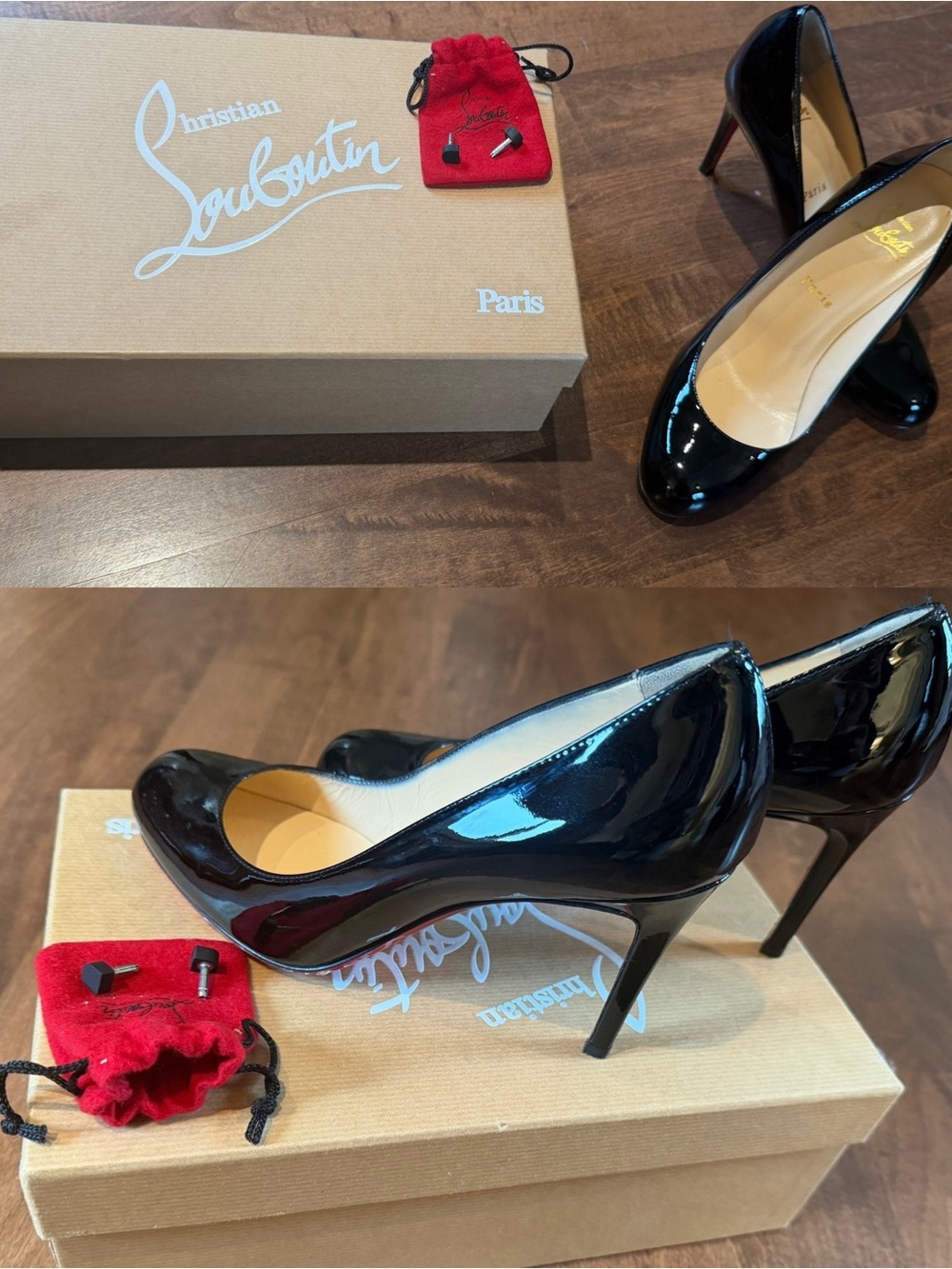 *only worn 2x outside* Christian Louboutin Black Patent Leather Stiletto Pumps